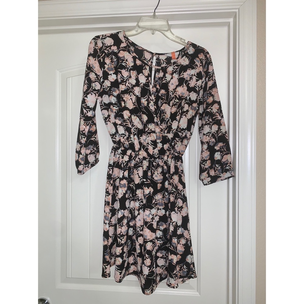 Floral dress (black with pink flowers)